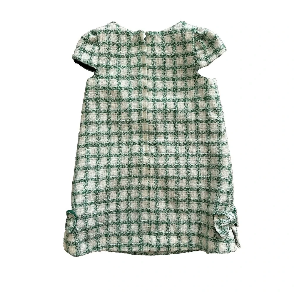 Lilly Pulitzer Girls Shift Dress Fiddle leaf Green Windowpane Tweed Sz 3